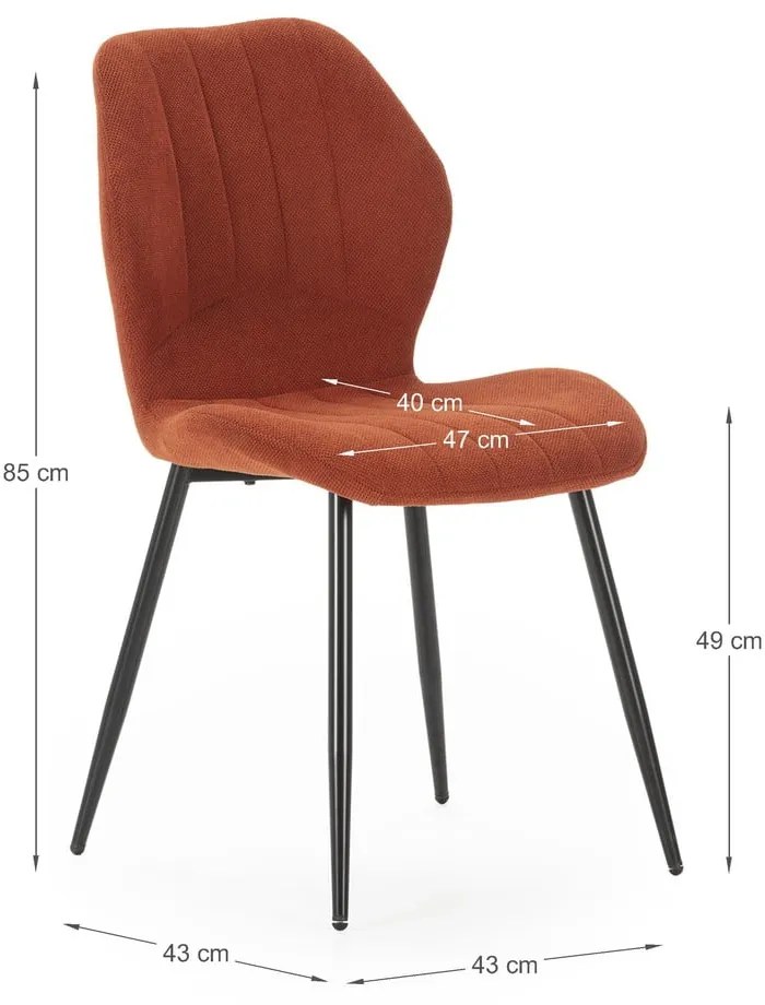 Трапезни столове в комплект от 4 бр. в тухлен цвят Milu – Marckeric