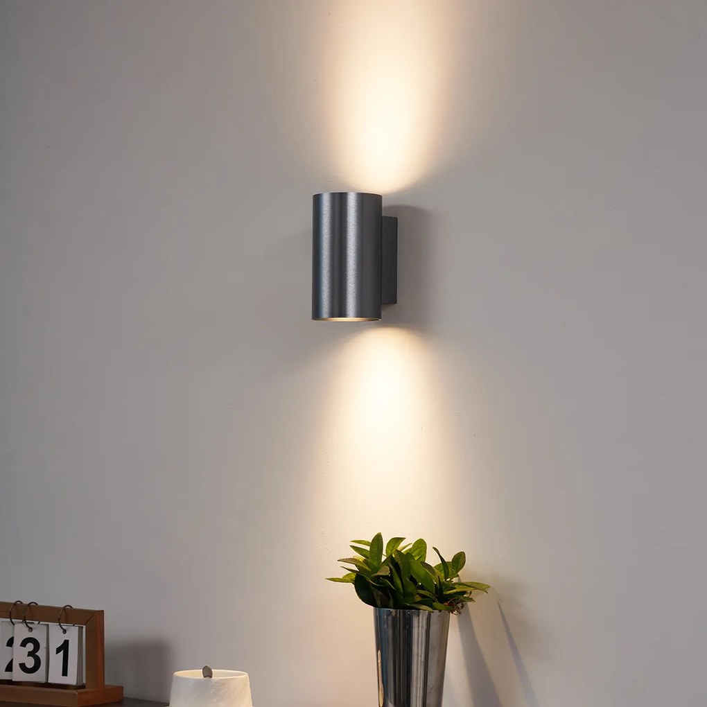 Модерна стенна лампа тъмно сива кръгла 2-светлинна GU10 50mm - Sandy