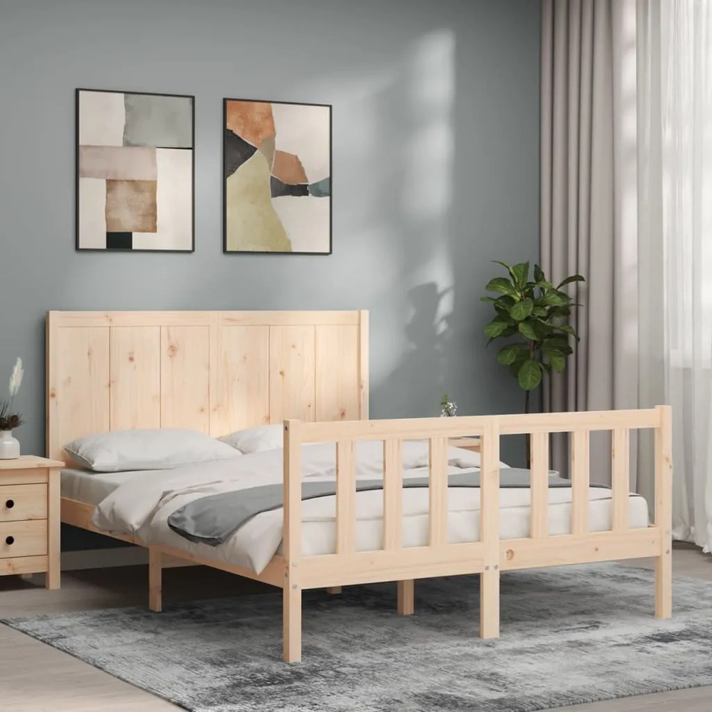 3192591 vidaXL Рамка за легло с табла Small Double масивна дървесина