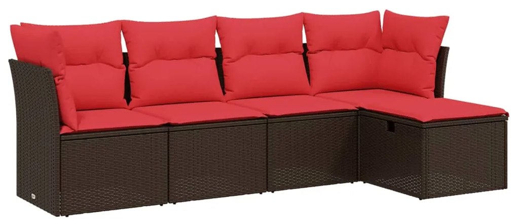 3263140 vidaXL Градински комплект с възглавници, 5 части, кафяв полиратан