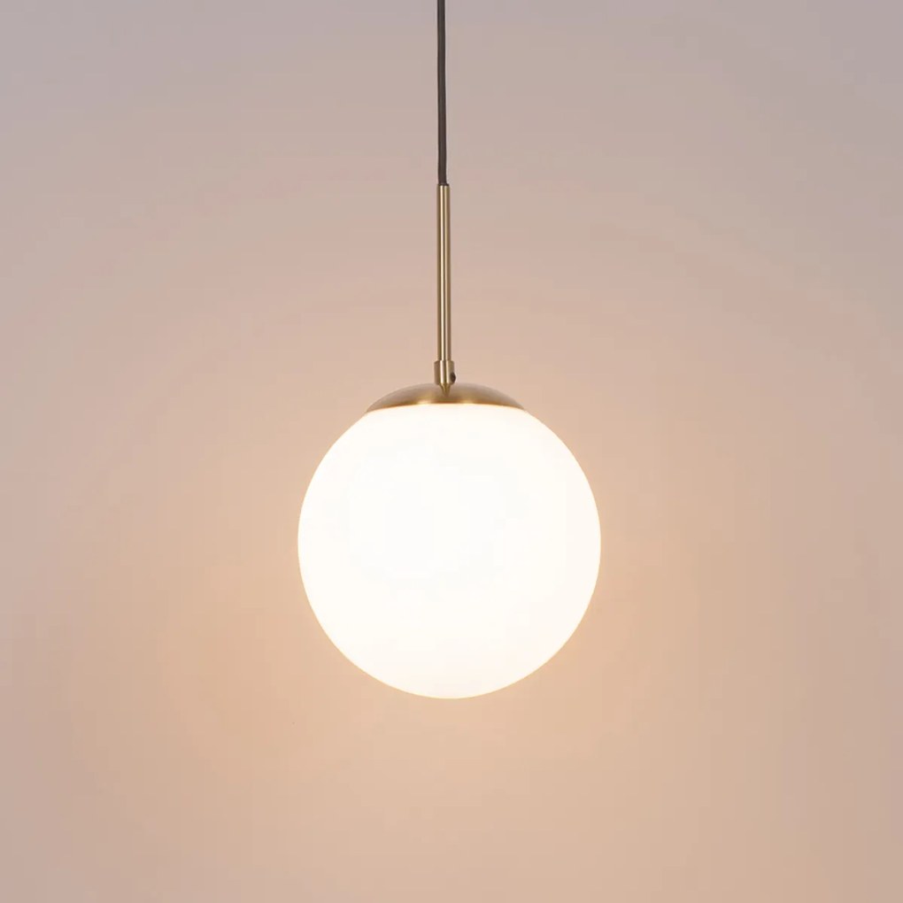 Арт Деко висяща лампа златиста с опалово стъкло вкл. адаптер за релса бял 1-фазен - Slimline Flore