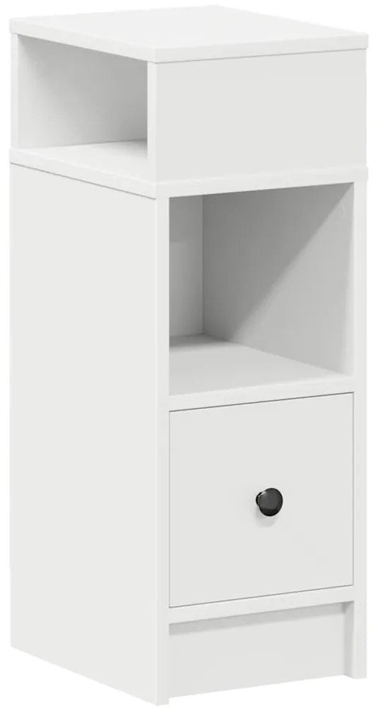 858614 vidaXL Нощно шкафче с чекмедже, бяло, 25x31x66 см