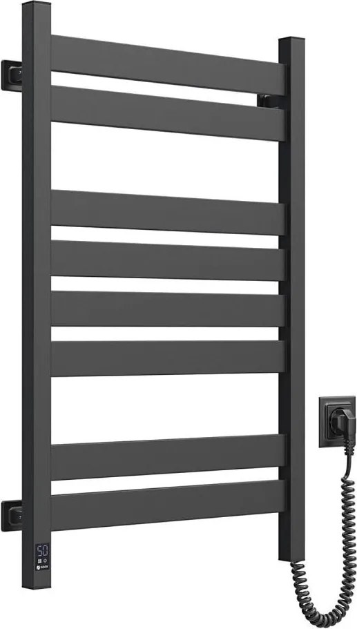 Електрически сушилник за кърпи с термостат LARGO 168W 80x50 cm черен десен