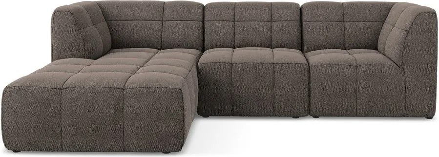 Кафяв ъглов диван от прежда с примки от букле (ляв ъгъл) Aloha – Makamii