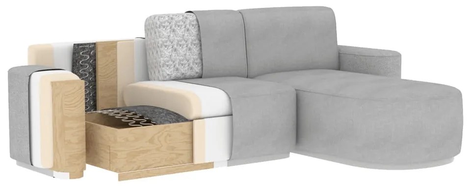 Светлосив шенилов сгъваем/с място за съхранение ъглов диван (десен ъгъл) Aurumm – ELTAP