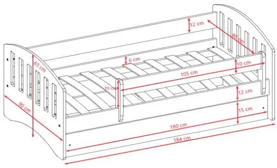 Детско легло класически -Roz-180 x 80