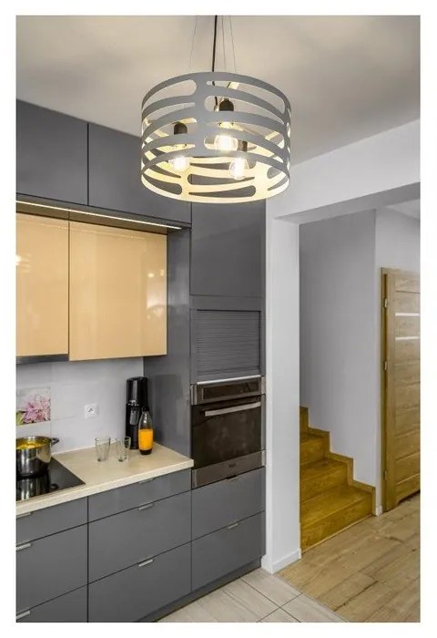 Сиво висящо осветително тяло с метален абажур Marisa – GTV