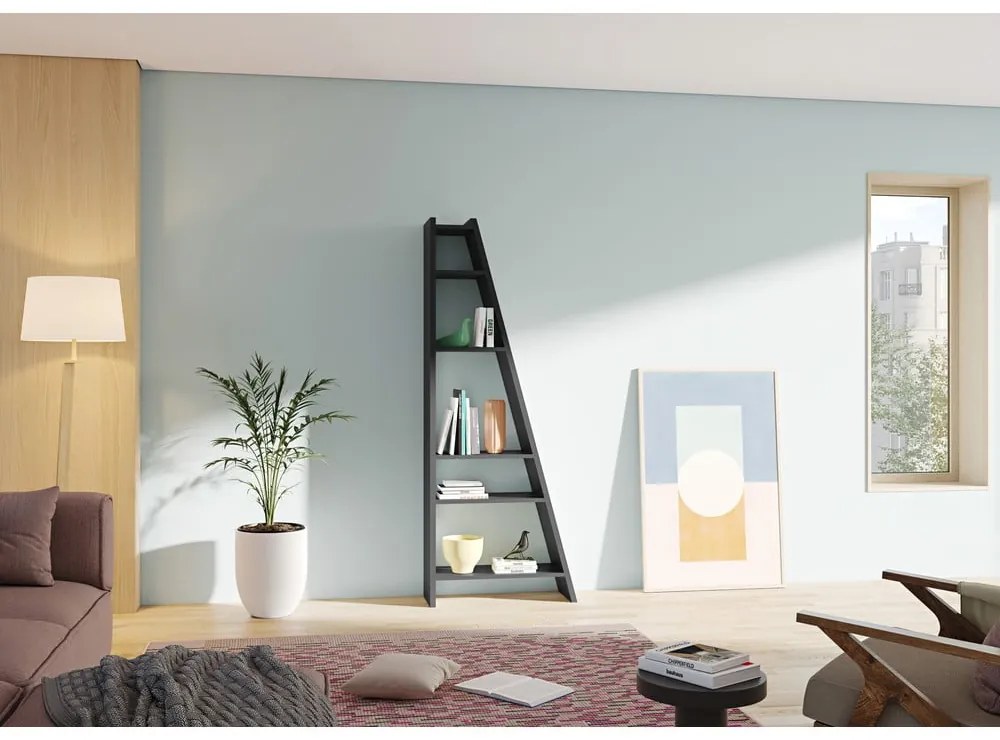 Черна етажерка за книги 76x195 cm Delta - TemaHome