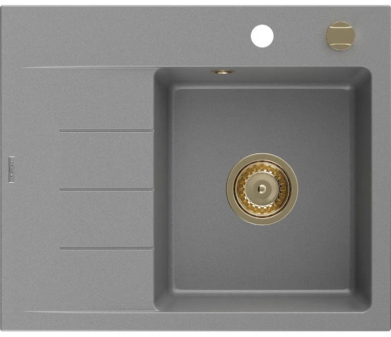 Mexen Ben гранитна мивка с едно корито и отцедник, дясна 600 х 500 mm, сива,