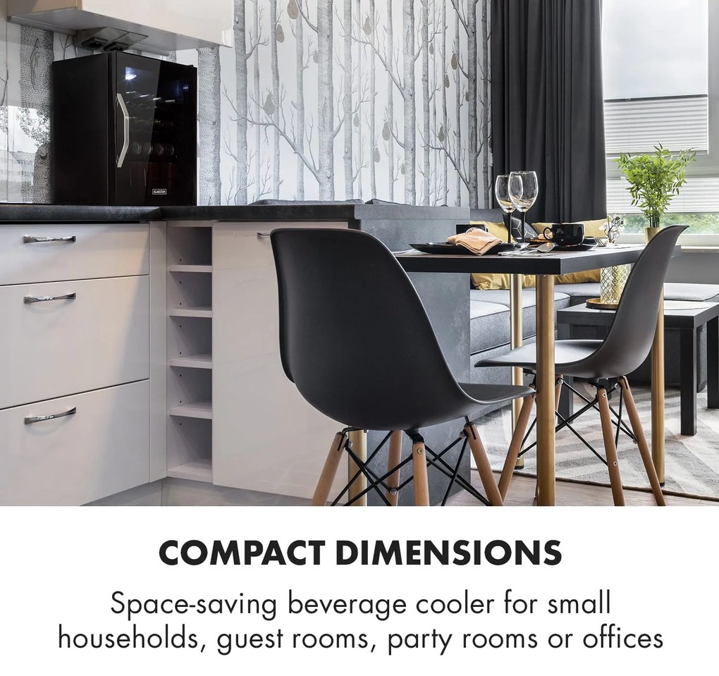 Klarstein Beersafe L Onyx, охладител за напитки, D, LED, метални решетки, стъклена врата, черен