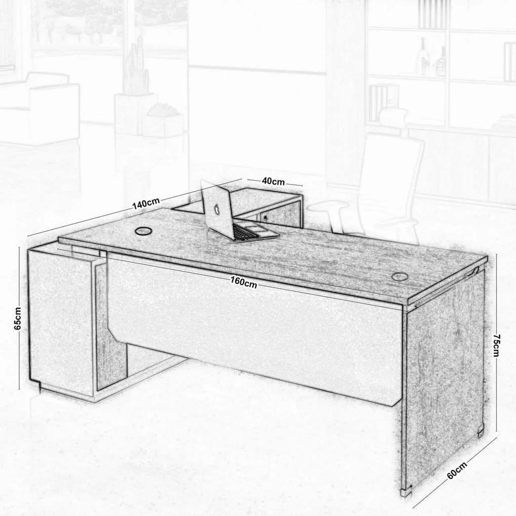 Бюро Pacey Plus-160 x 140 x 75-дясно