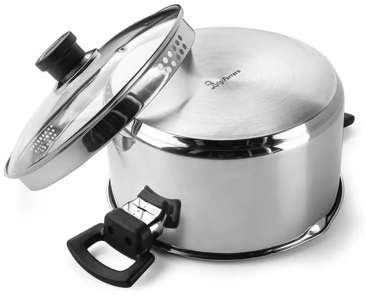 Тенджера Luigi Ferrero Sophia FR-3403, 20x11 см, 3.2 л, Стомана 18/10, Стъклен капак, Индукция, Инокс