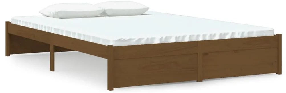 814932 vidaXL Рамка за легло, меденокафява, масивно дърво, 140x190 см