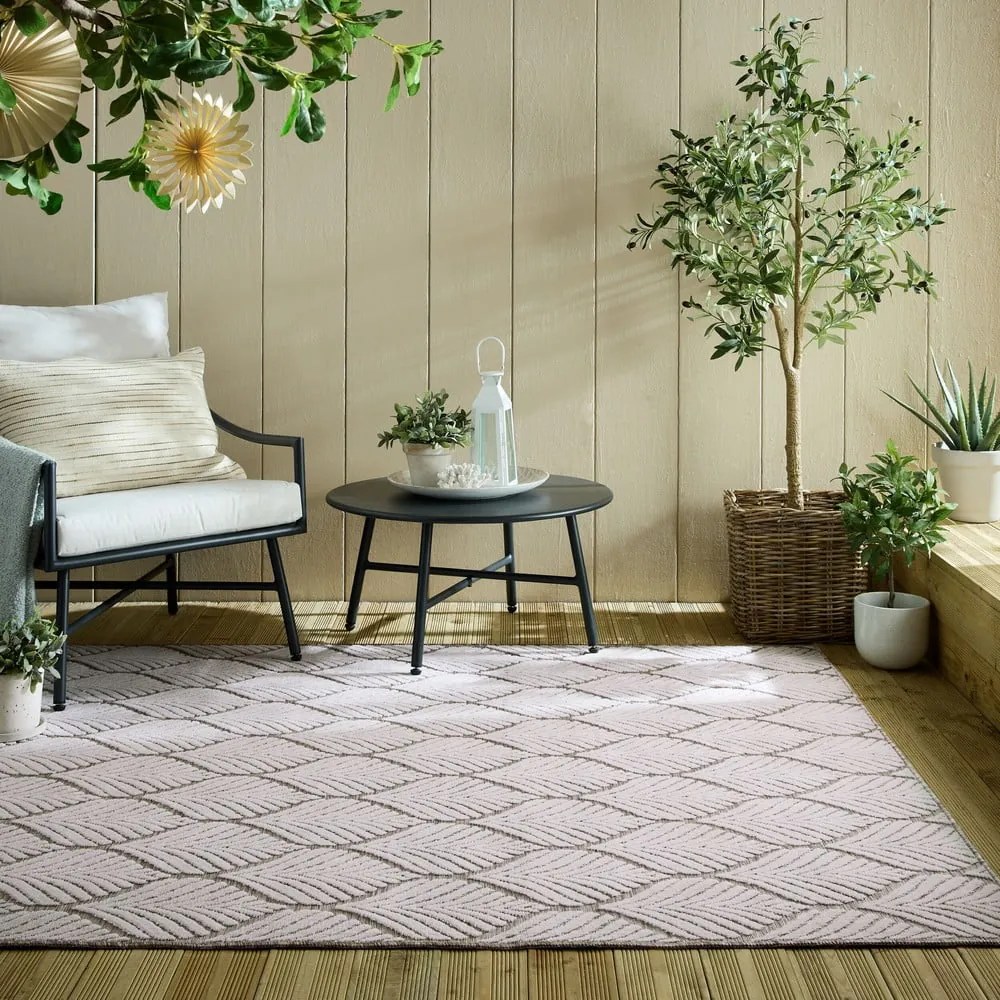Килим за открито и закрито в цвят слонова кост 120x170 cm Elm Leaf – Flair Rugs