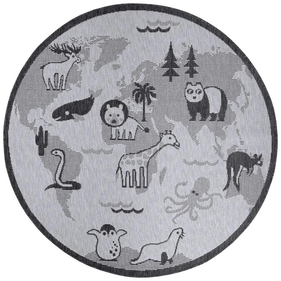 Сив кръгъл килим ø 120 cm Animal World - Hanse Home