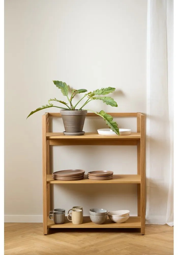 Библиотека от дъбов декор в естествен цвят 80x93x40 cm Ludza – Actona