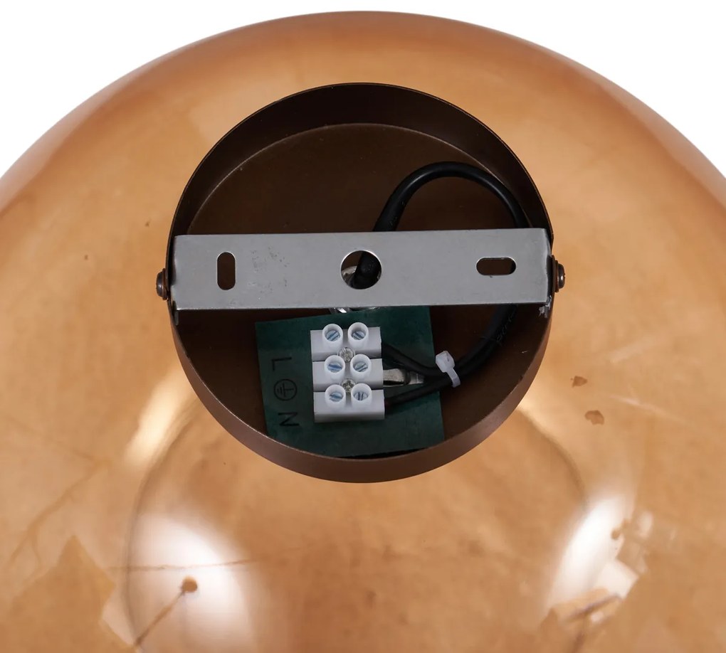 Арт Деко плафон тъмен бронз с кафяво стъкло - Sandra