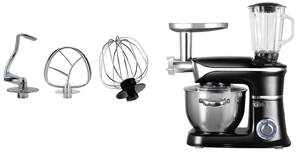 Кухненски робот 3в1 ZEPHYR ZP 1115 QBM, 1900W, 6.5 литра, Блендер, Миксер, Месомелачка, Черен