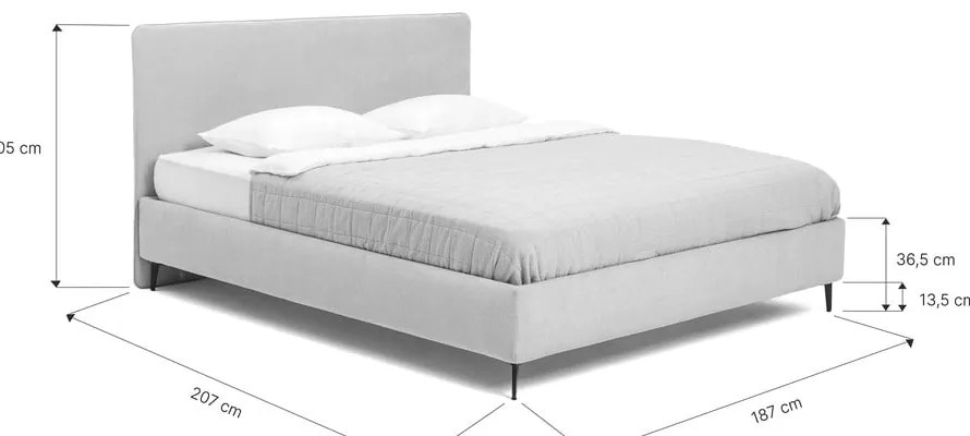 Сиво тапицирано двойно легло с матрак с решетка 180x200 cm Noira Slim - Bonami Selection