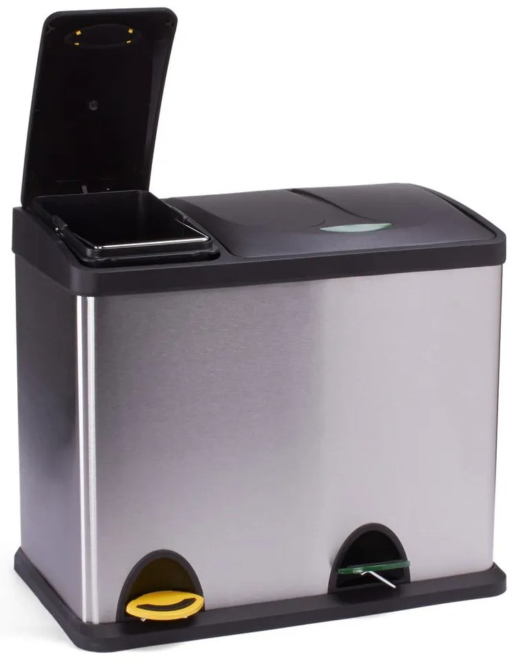 Стоманено кошче за боклук за рециклиране с педал в матово сребрист цвят 18+8 l Tri Selectif – MSV