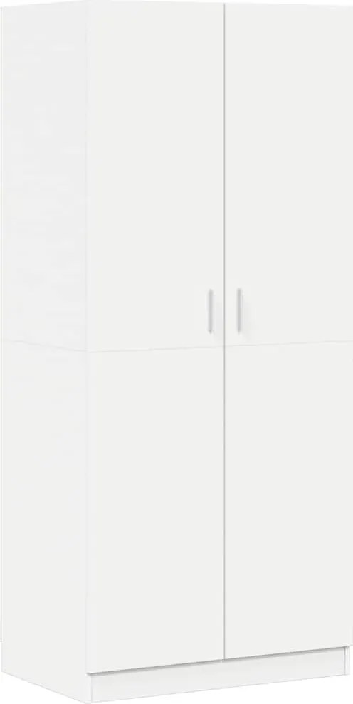 800621 vidaXL Гардероб, бял, 80x52x180 см, инженерно дърво