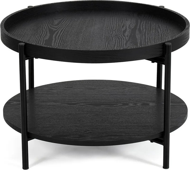 Черна кръгла масичка за кафе от декор от дъб ø 64 cm Hagen – Bonami Essentials
