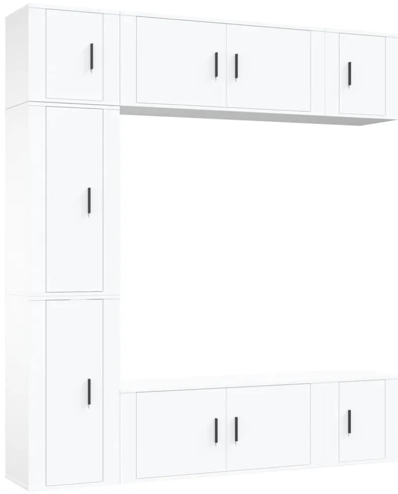 3188646 vidaXL Комплект ТВ шкафове от 7 части, бял, инженерно дърво