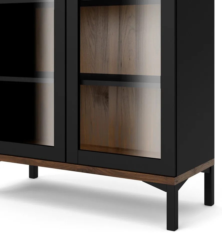 Витрина от декор от орех в черен и естествен цвят 89x203x36 cm Roomers – Tvilum