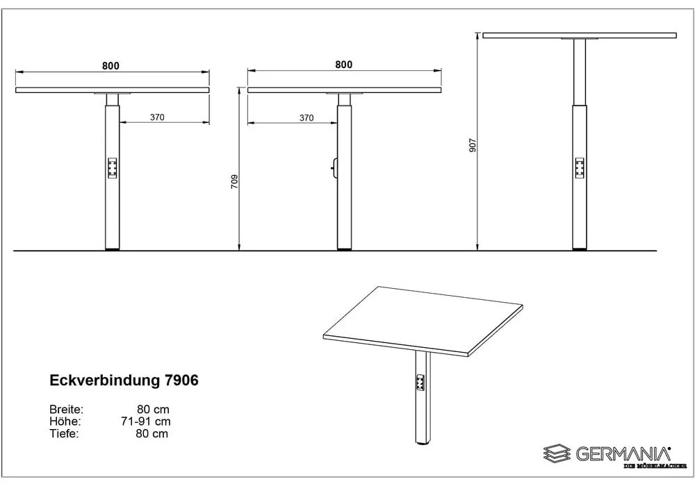 Работна маса с регулируема височина 200x240 cm Agenda – Germania