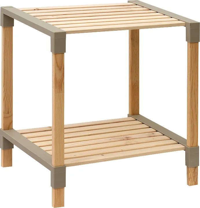 Странична масичка - Дървена етажерка в естествен - бежов цвят 41x33x45см.