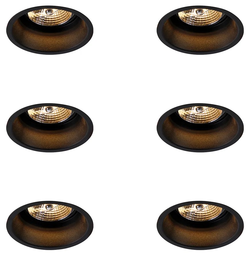 Комплект от 6 модерни вградени прожектора черни AR70 - Dept