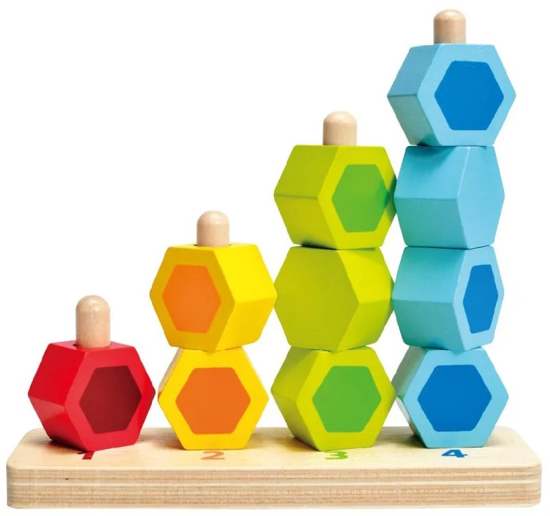 Hape - Разноцветни дървени форми за нанизване
