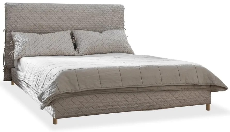 Бежово тапицирано двойно легло и решетка 160x200 cm Sleepy Luna - Miuform