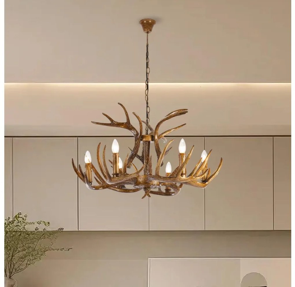 Brilagi - Полилей на верига DEER 6xE14/10W/230V, диаметър 80 см, с еленови рога