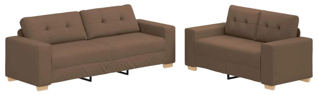 3324714 vidaXL Диван 2 pcs Кафяво Ленена смесена тъкан