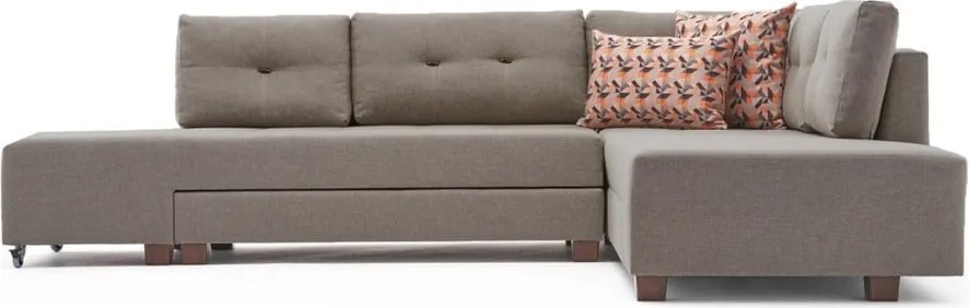 Бежов ъглов разтегателен диван (десен ъгъл) Manama - Balcab Home