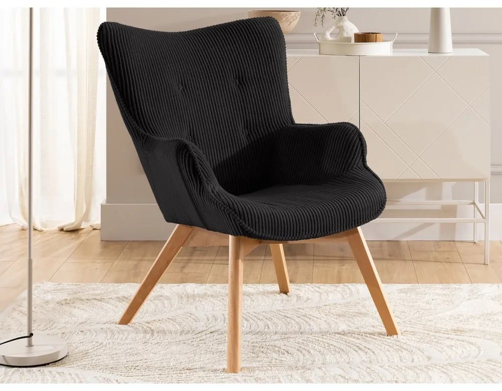 Черно кресло от рипсено кадифе Niko – Ropez