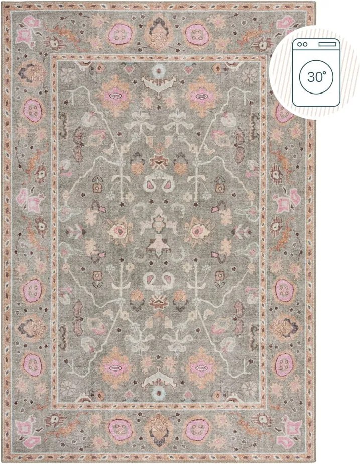 Светлозелен килим подходящ за пране 115x170 cm Una Floral – Flair Rugs