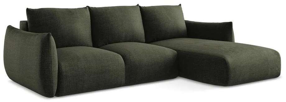 Зелен сгъваем ъглов диван (десен ъгъл) Leila – Makamii