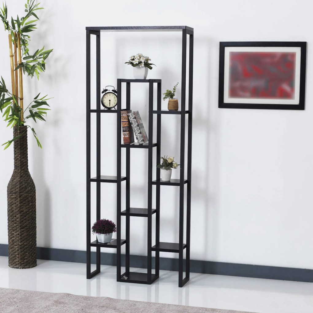 Рафт за растения Blaavandshuk 150 x 60 x 19 cm черен / вид на мрамор []