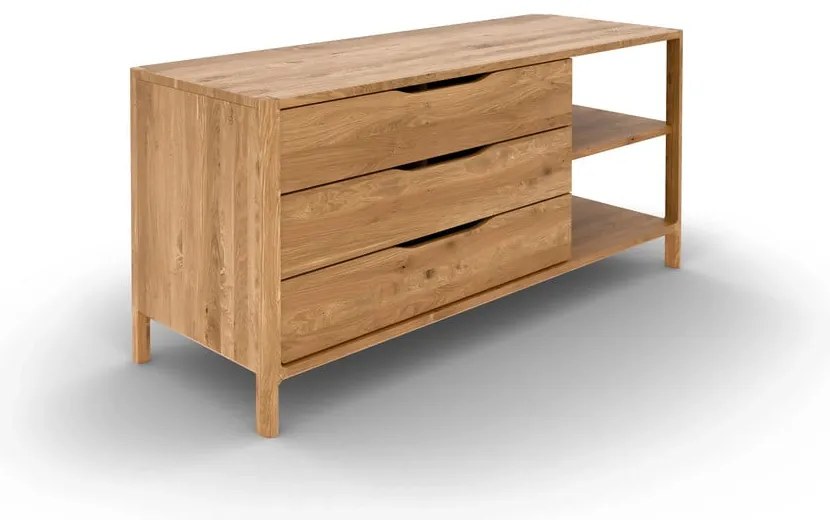 Нисък скрин от масивен дъб в естествен цвят 140x64 cm Twig – The Beds