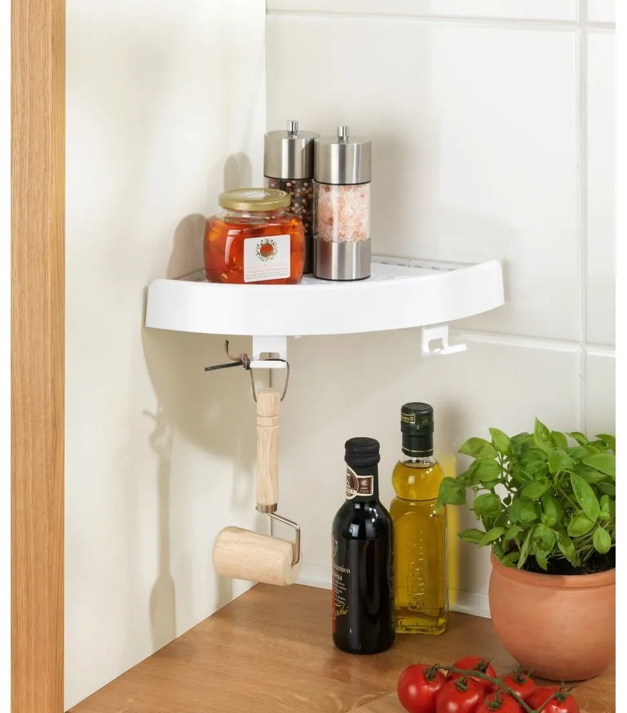 Бял ъглов самоносещ пластмасов рафт за баня Quick-Fit - Allstar