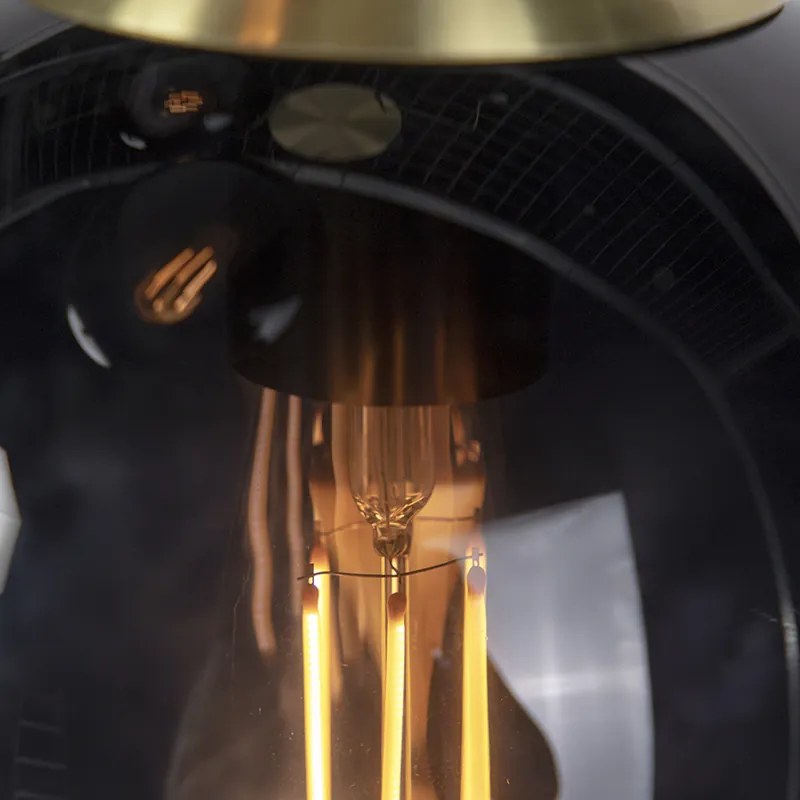 Висяща лампа арт деко злато с черно стъкло 3-светлина - Pallon