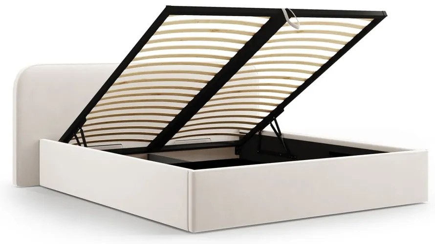 Двойно тапицирано легло с място за съхранение с включена подматрачна рамка в цвят слонова кост 180x200 cm Elizabeth – Micadoni