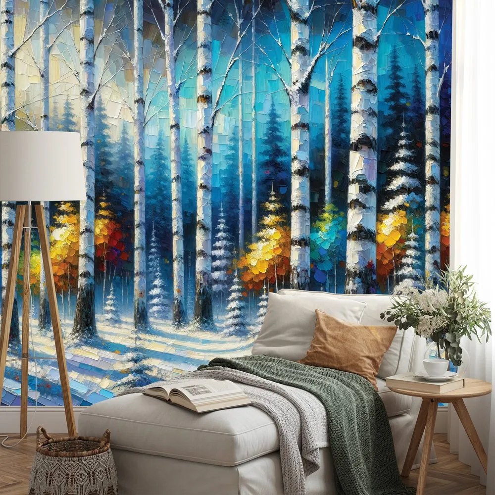 Тапет – Цветна зимна гора