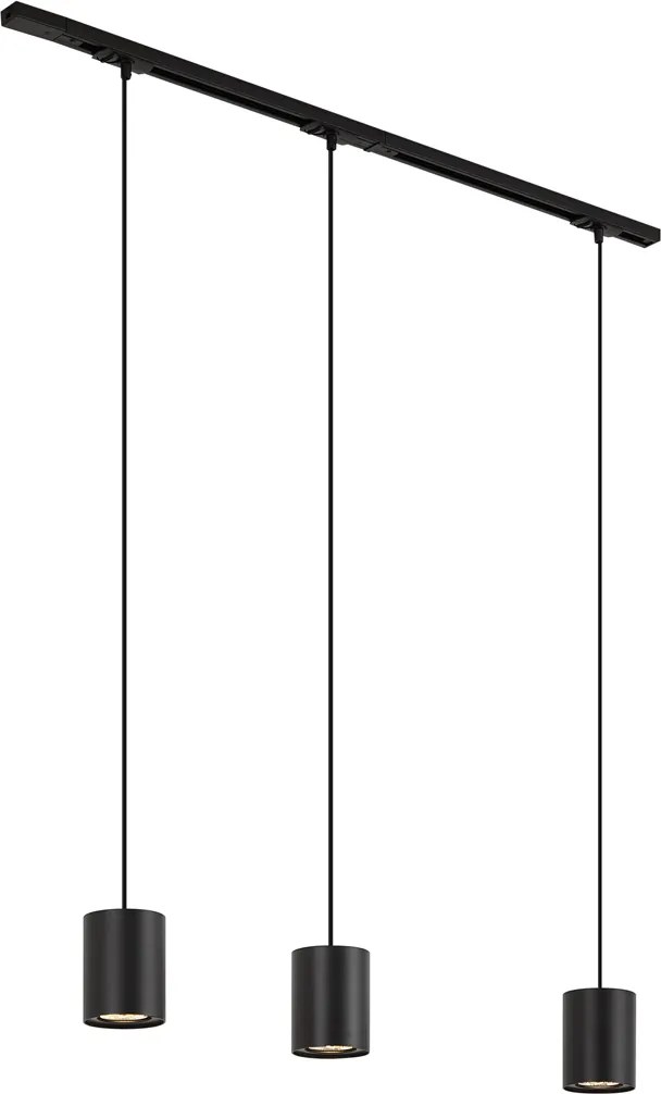 Модерна релсова осветителна система с 3 висящи лампи черна 1-фазна - Iconic Holt