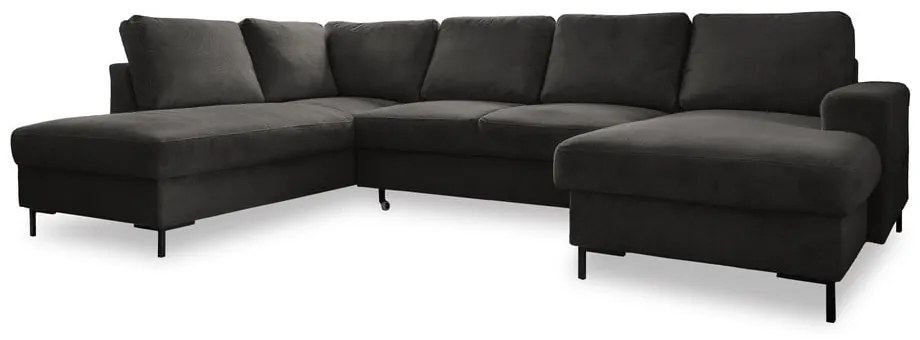Тъмносив разтегателен ъглов диван от рипсено кадифе (ляв ъгъл) Lofty Lilly – Miuform