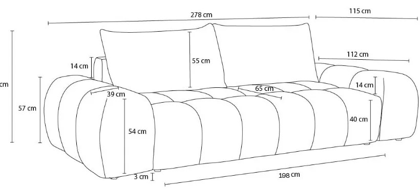 Тъмносив шенилов диван 278 cm Everest – Bobochic Paris