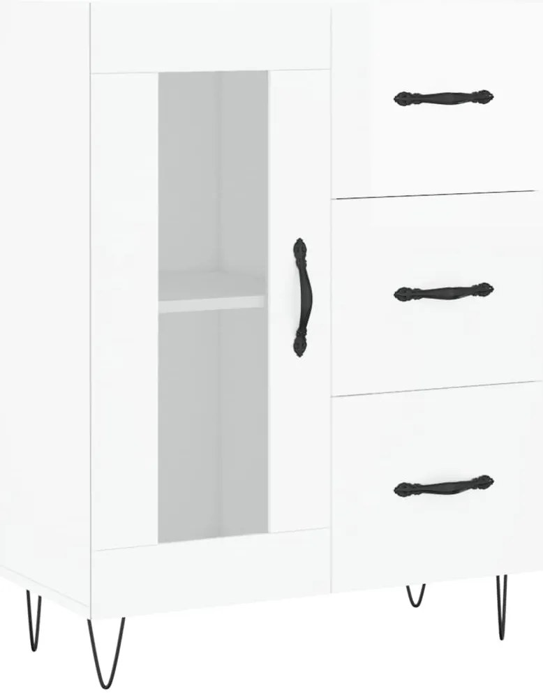 828038 vidaXL Сайдборд, бял гланц, 69,5x34x90 см, инженерно дърво