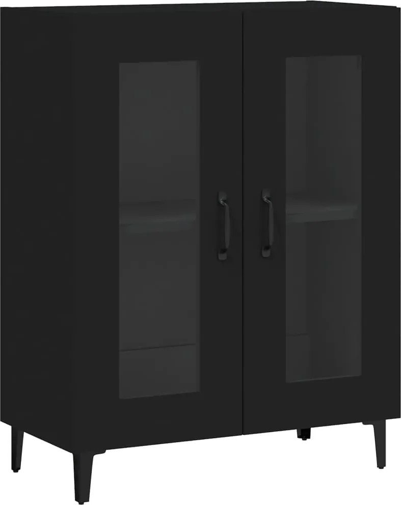 833048 vidaXL Сайдборд, черен, 69,5x34x90 см, инженерно дърво